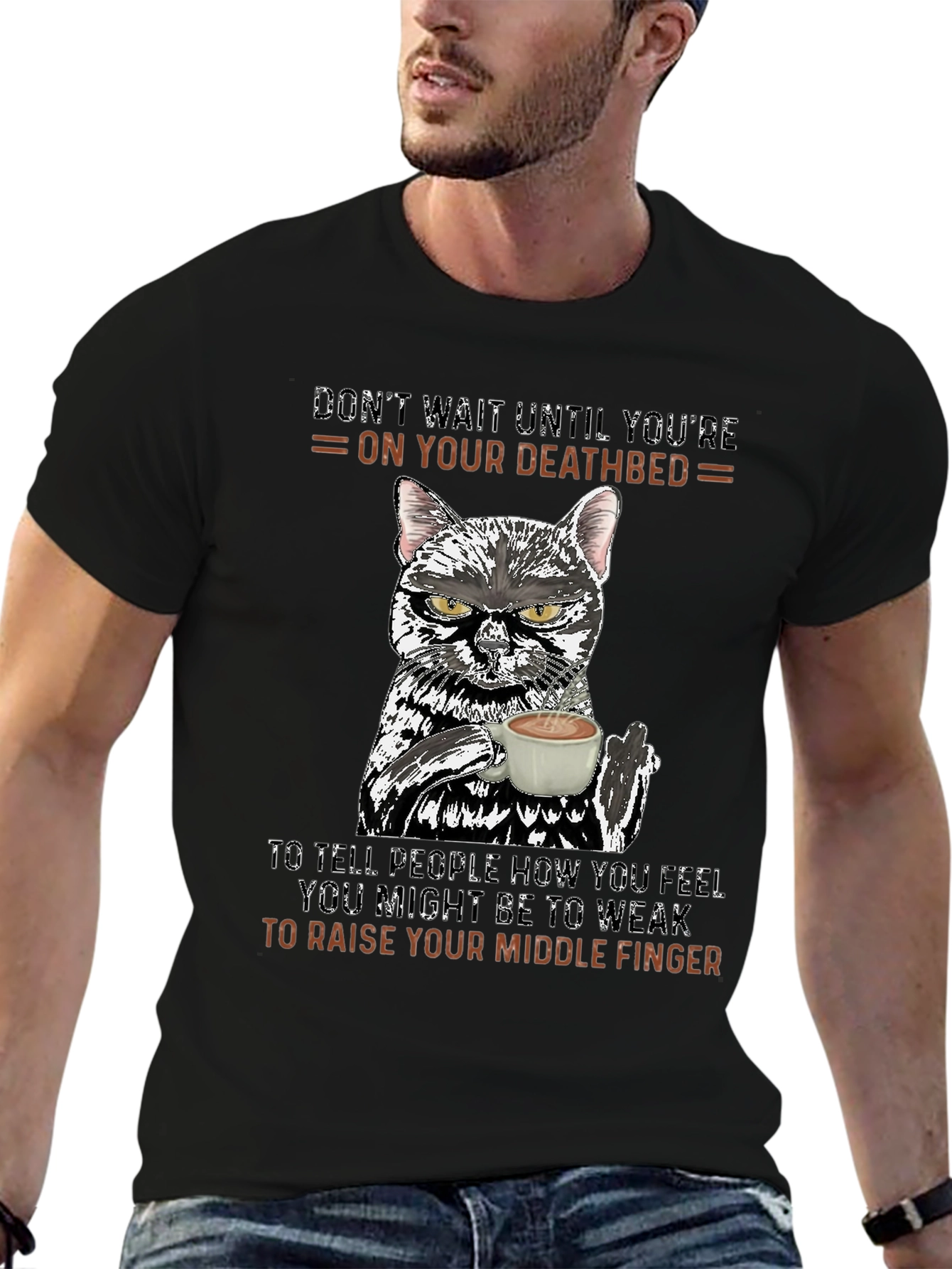 Dont Wait Cat T-Shirt: Middle Finger Attitude