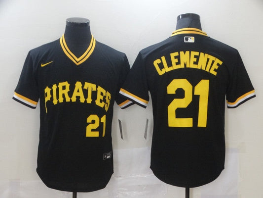 Men's Pittsburgh Pirates Roberto Clemente #21 Black Authentic Game Jerseys