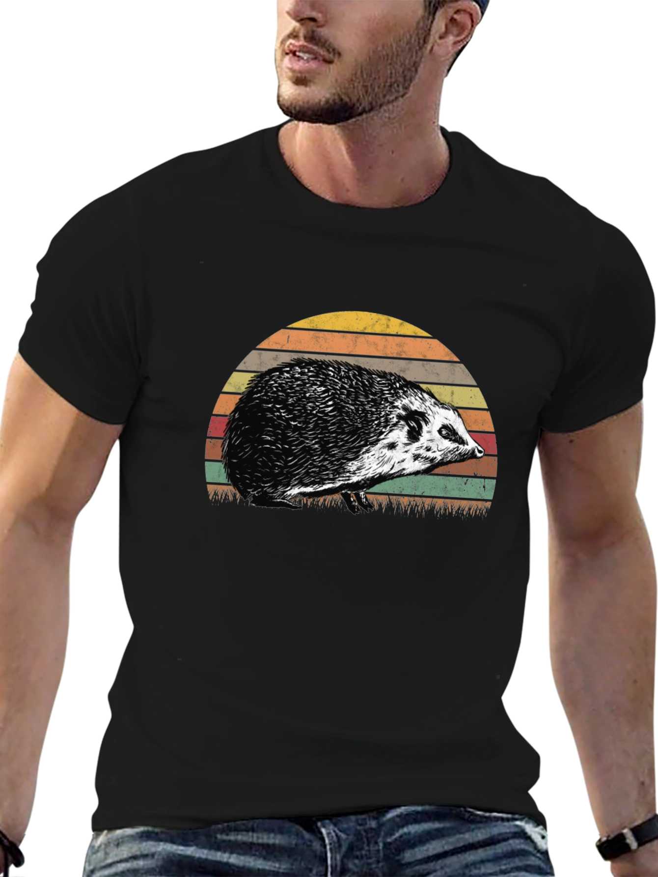 Retro Hedgehog Sunset Graphic Tee