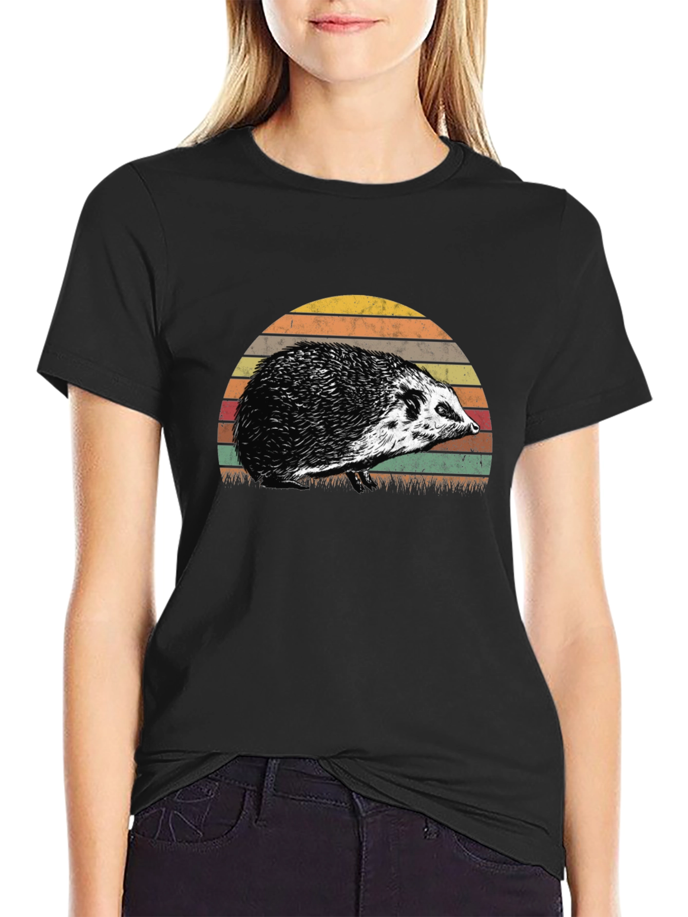 Retro Hedgehog Sunset Graphic Tee