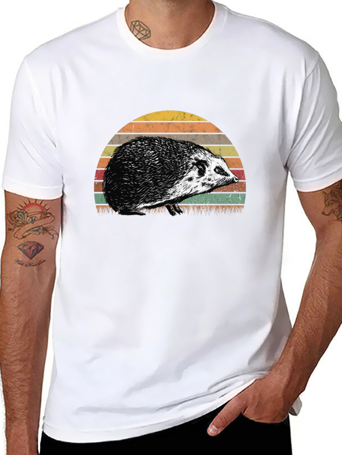 Retro Hedgehog Sunset Graphic Tee