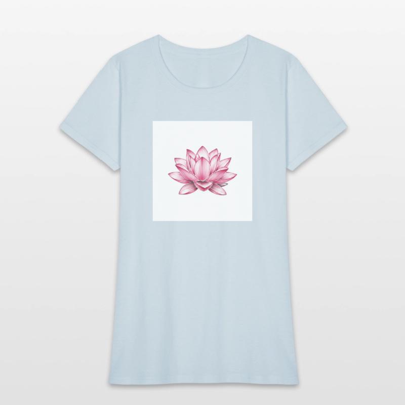 Elegant Pink Lotus Floral T-Shirt