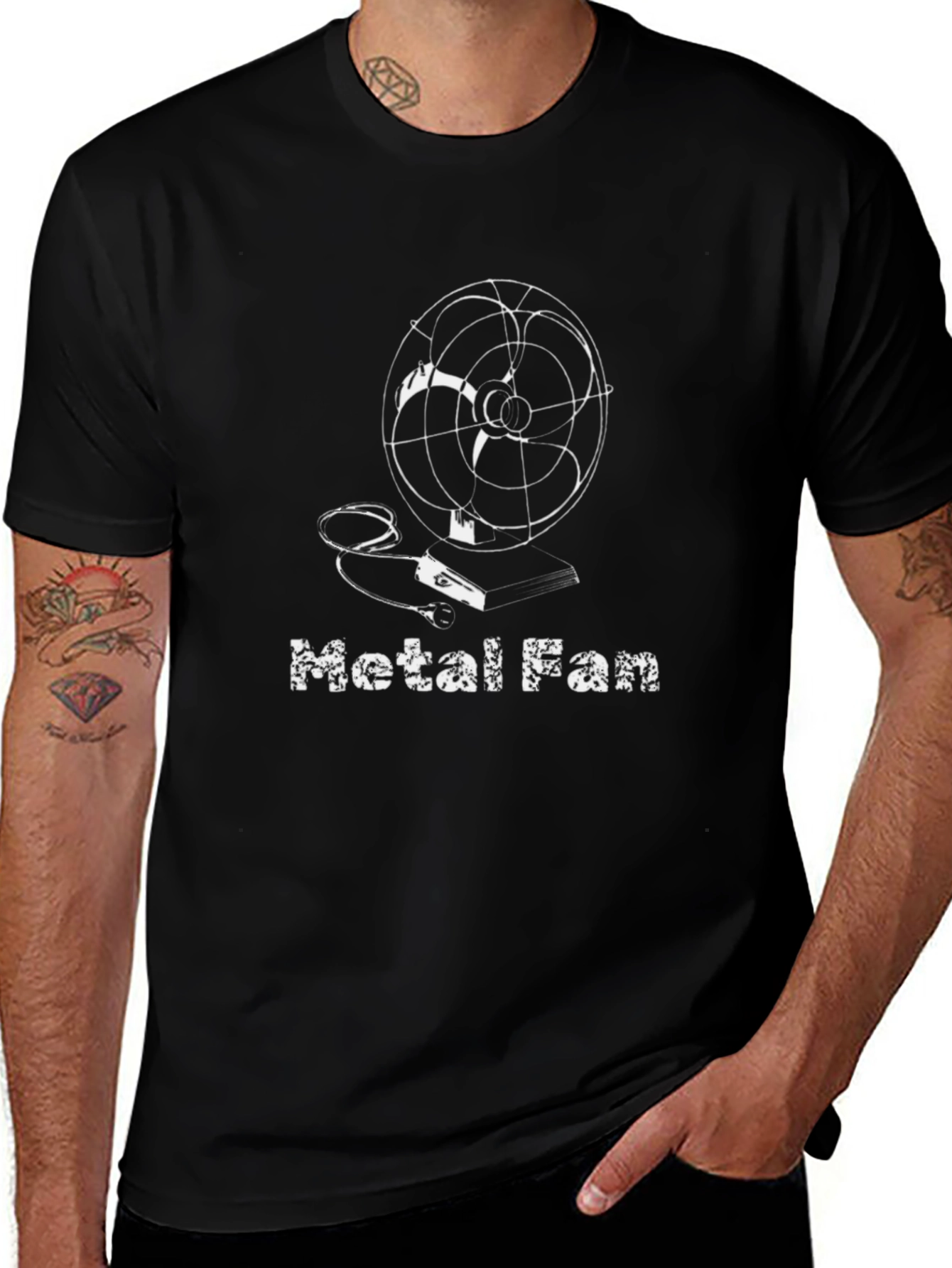 Metal Fan Graphic Tee - Black Cotton T-Shirt