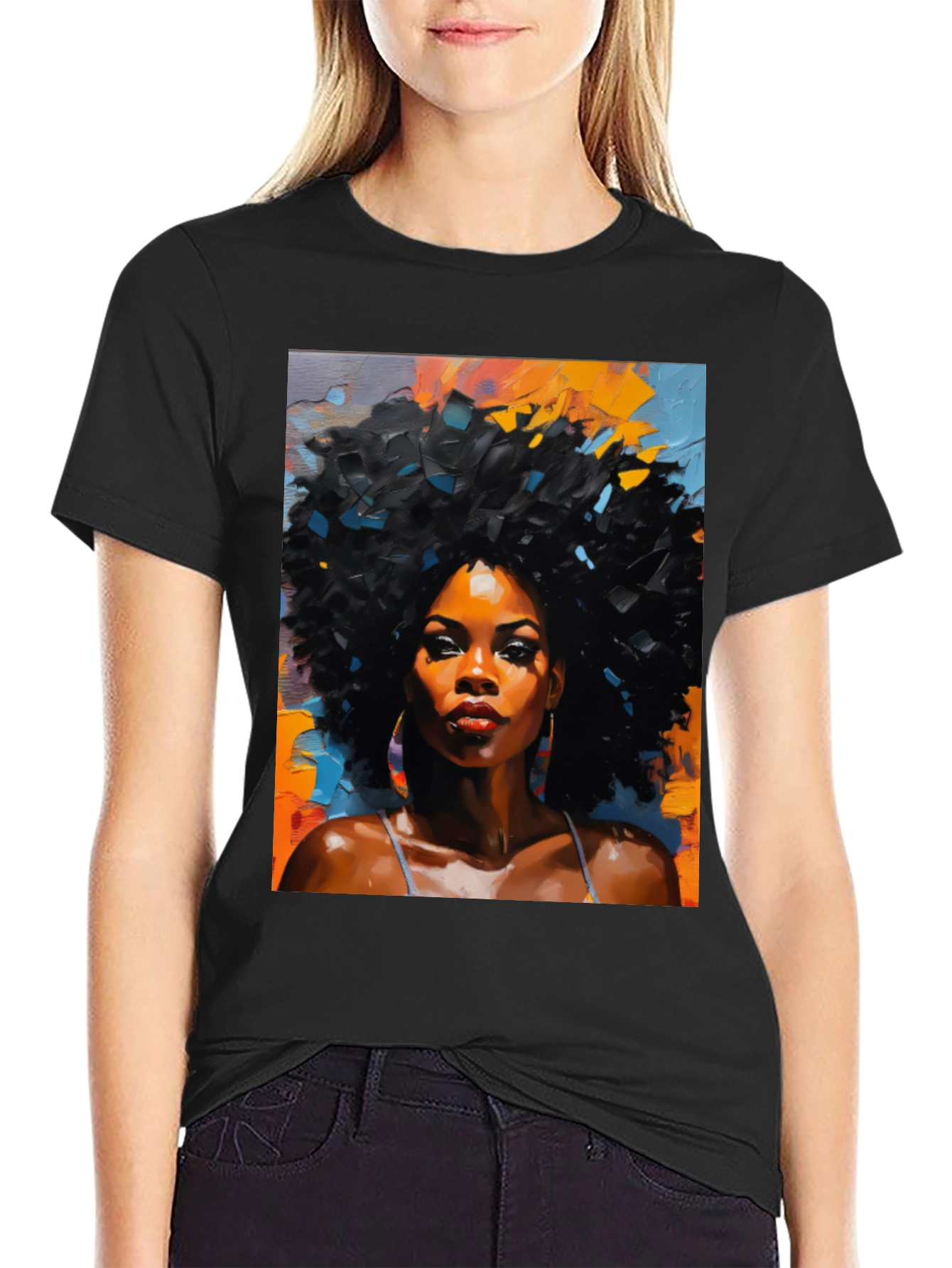 Black Woman Art Graphic Tee - Stylish Casual Wear