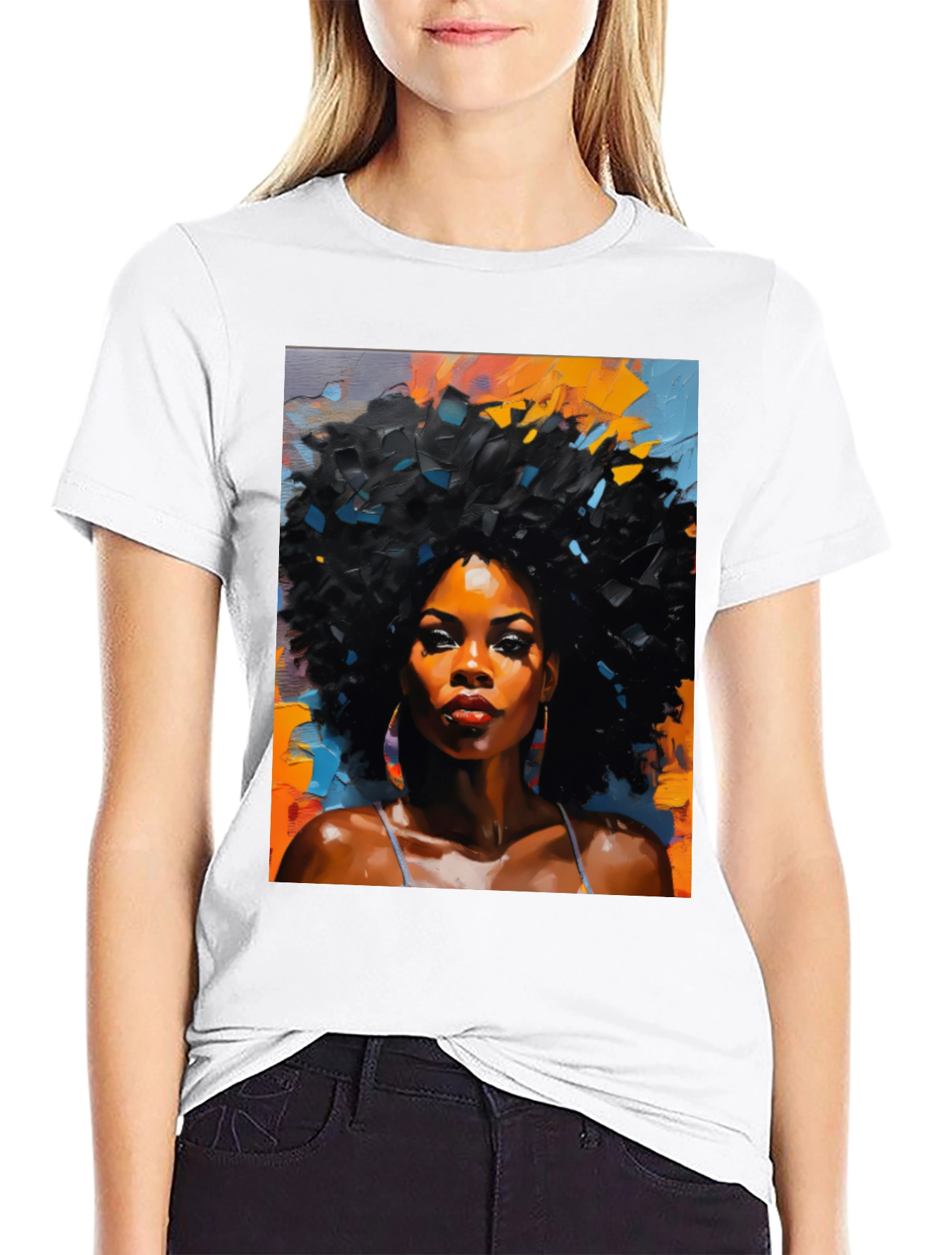 Black Woman Art Graphic Tee - Stylish Casual Wear