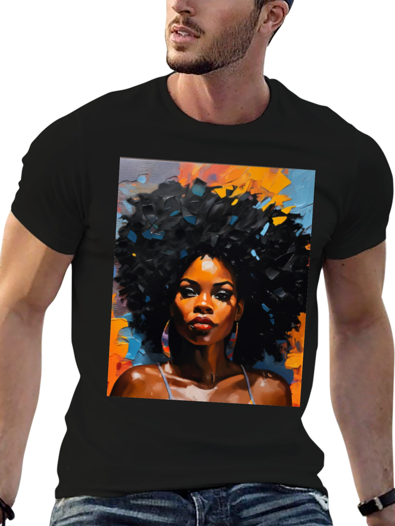 Black Woman Art Graphic Tee - Stylish Casual Wear