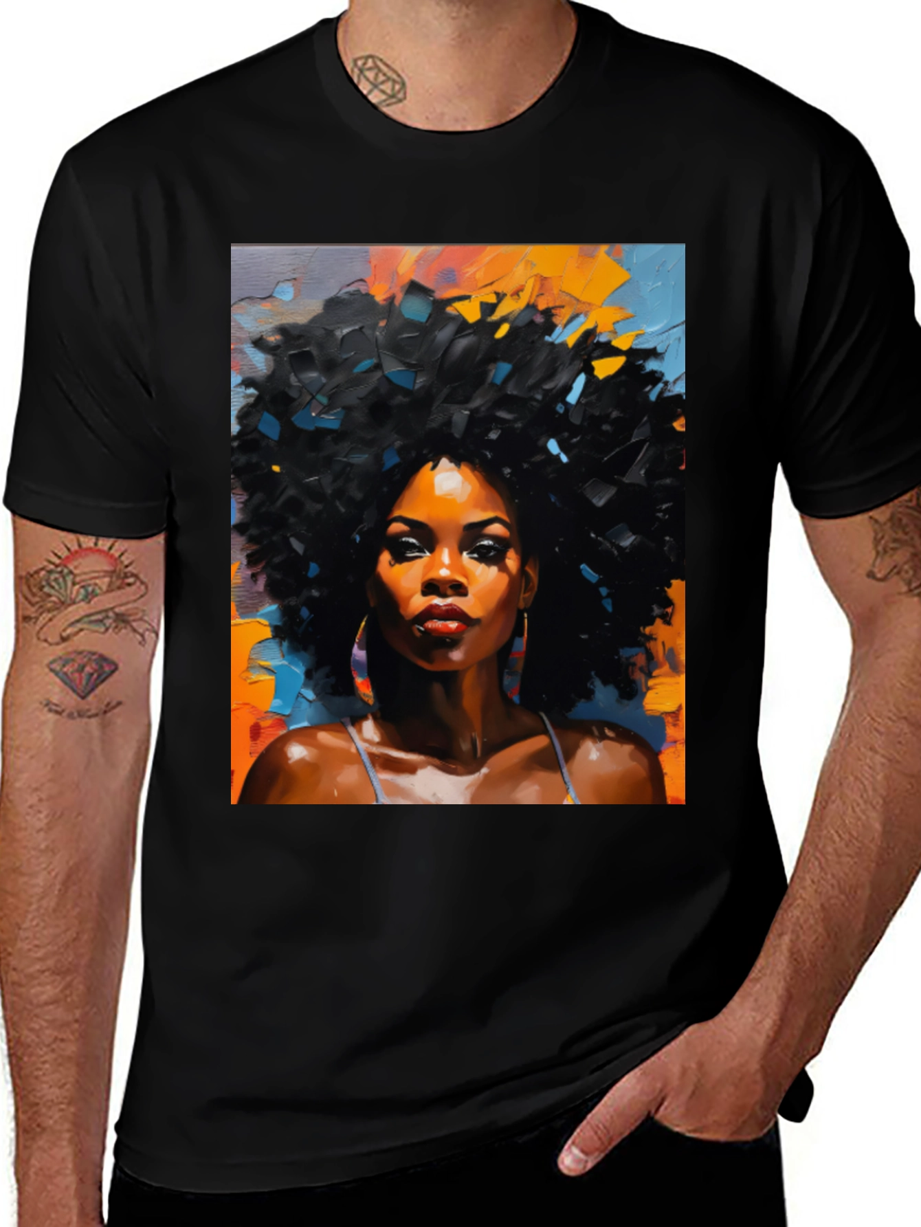 Black Woman Art Graphic Tee - Stylish Casual Wear