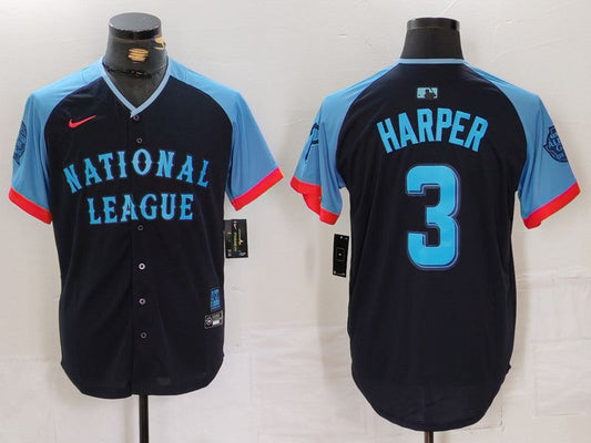 Men's National League Bryce Harper #3 Navy 2024 MLB All-Star Game Limited Player Jerseys