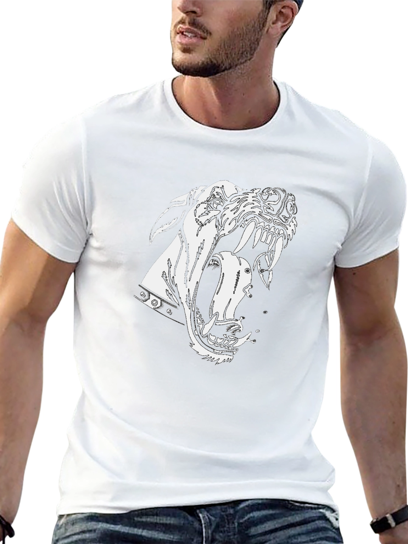 Aggressive Dog Graphic Black T-Shirt