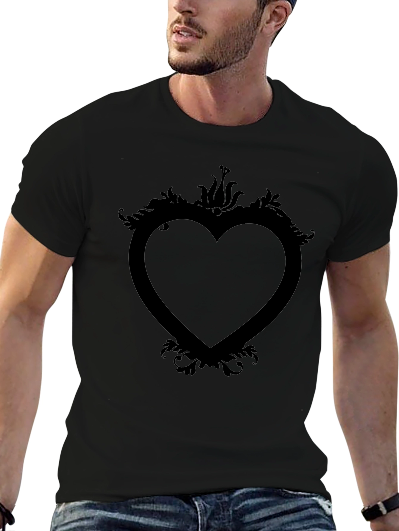Heart Frame Graphic Tee - Modern Style