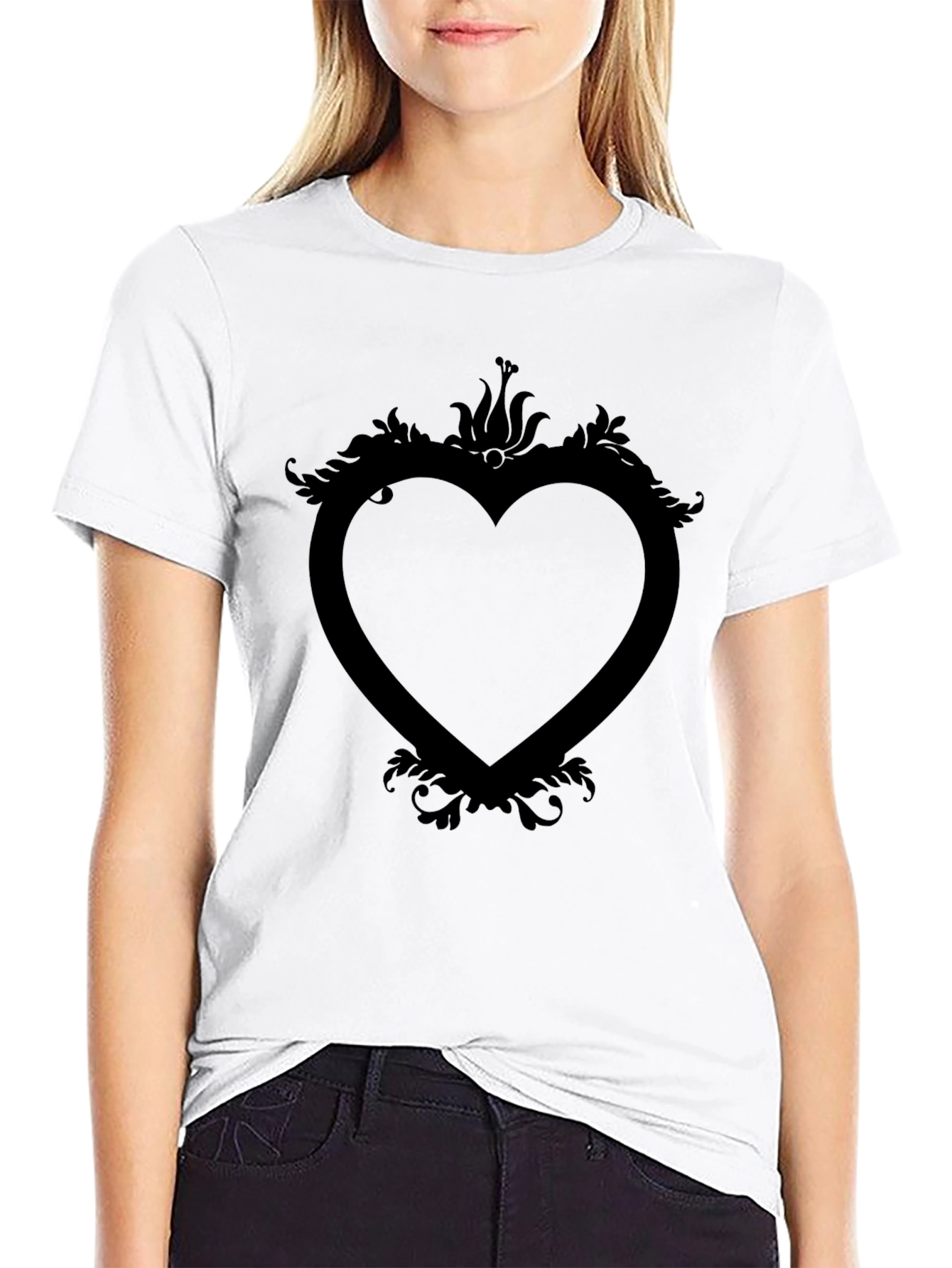 Heart Frame Graphic Tee - Modern Style