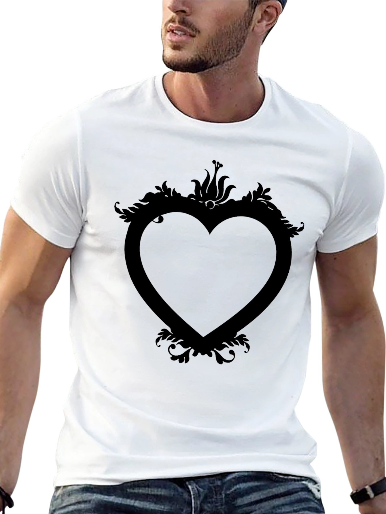 Heart Frame Graphic Tee - Modern Style