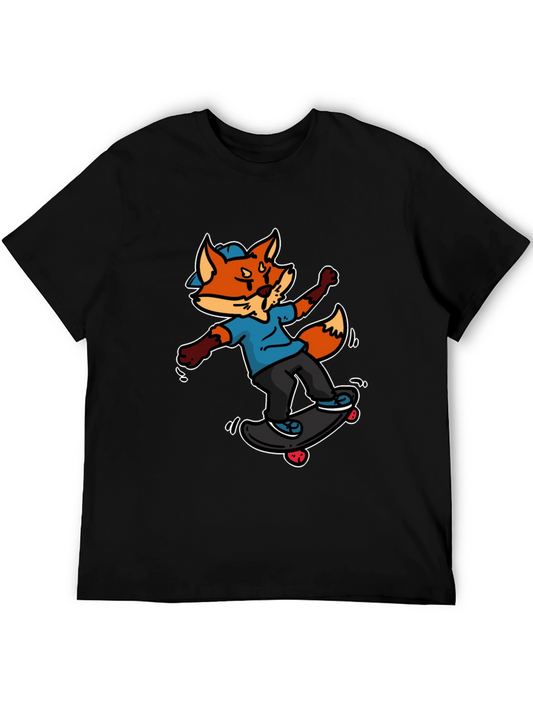 Skateboarding Fox Graphic Tee - Cool Cartoon Design