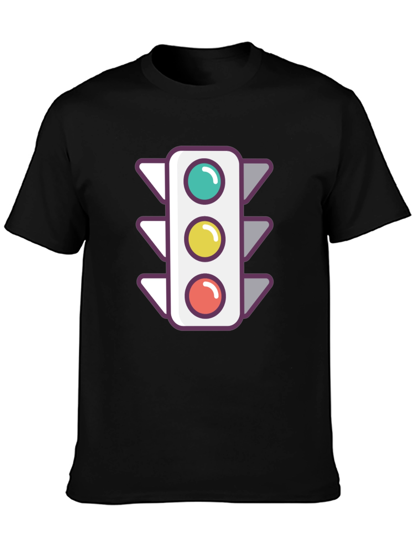 Traffic Light Graphic Tee - Trendy Black T-Shirt