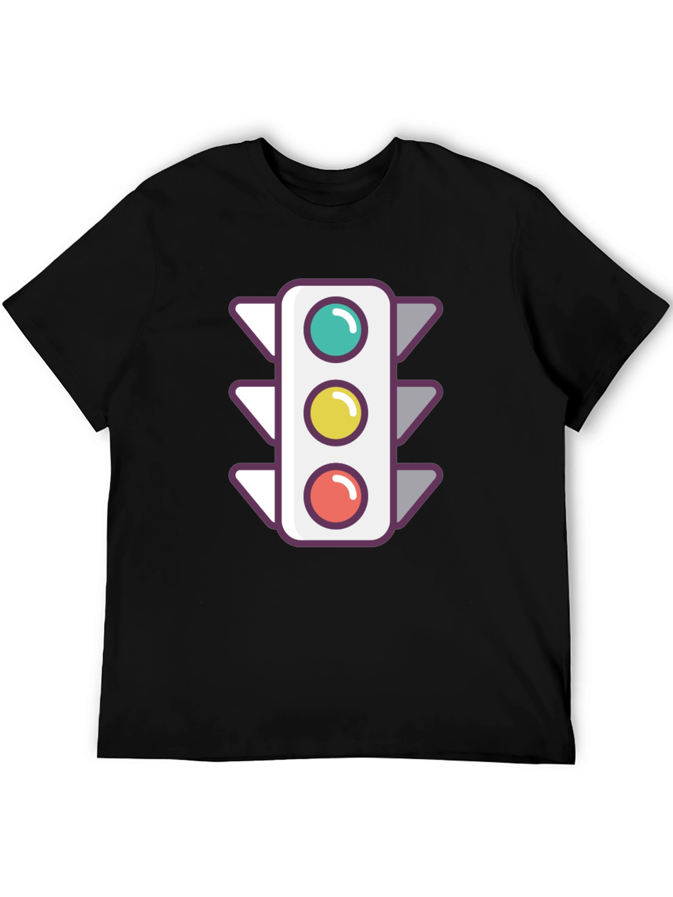 Traffic Light Graphic Tee - Trendy Black T-Shirt