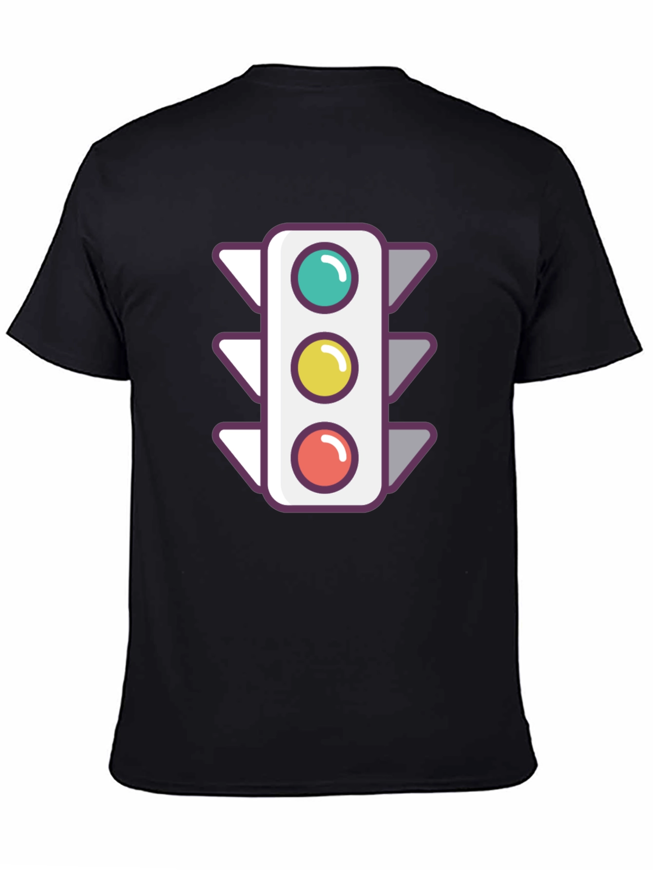 Traffic Light Graphic Tee - Trendy Black T-Shirt