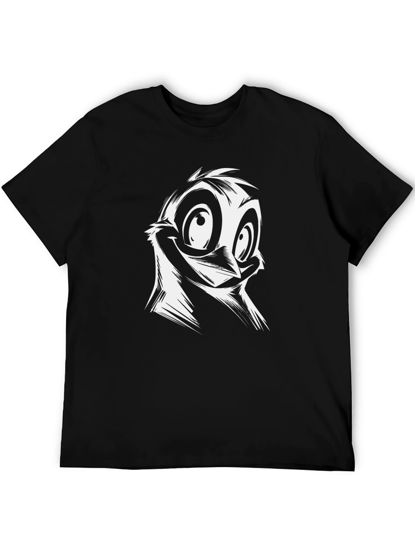 Cartoon Bird Graphic Black T-Shirt