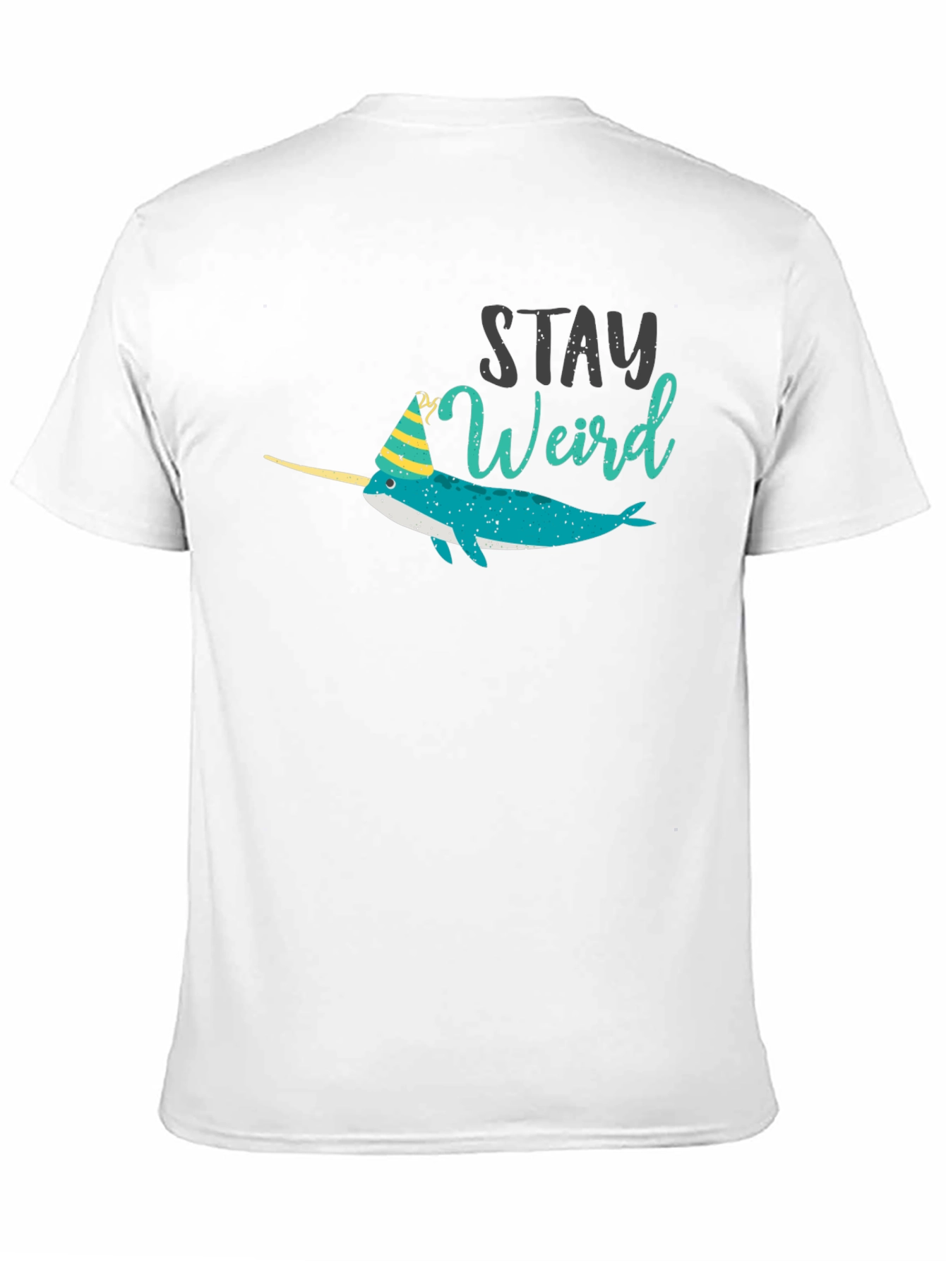 Stay Weird Narwhal T-Shirt - Black Crew Neck Tee