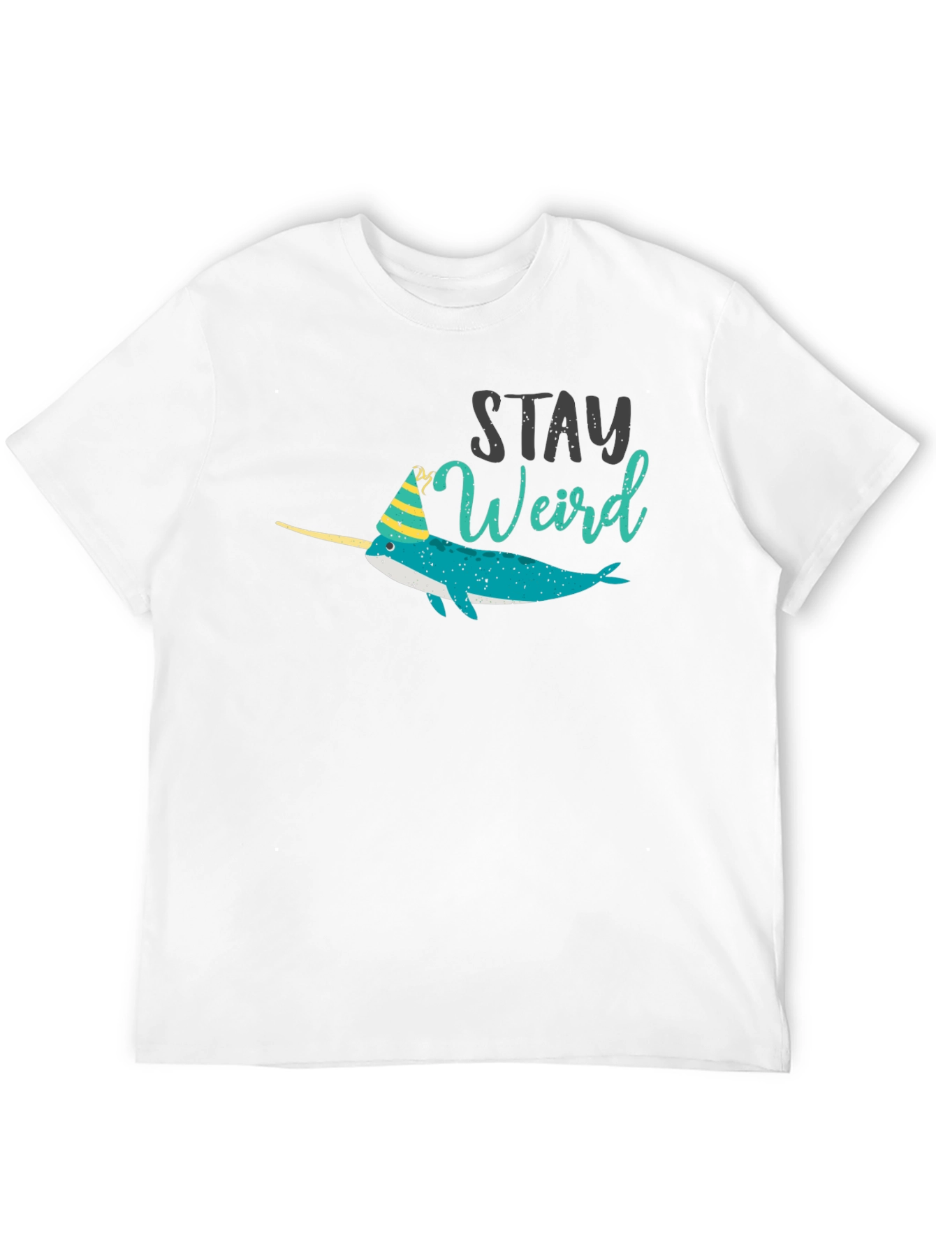 Stay Weird Narwhal T-Shirt - Black Crew Neck Tee
