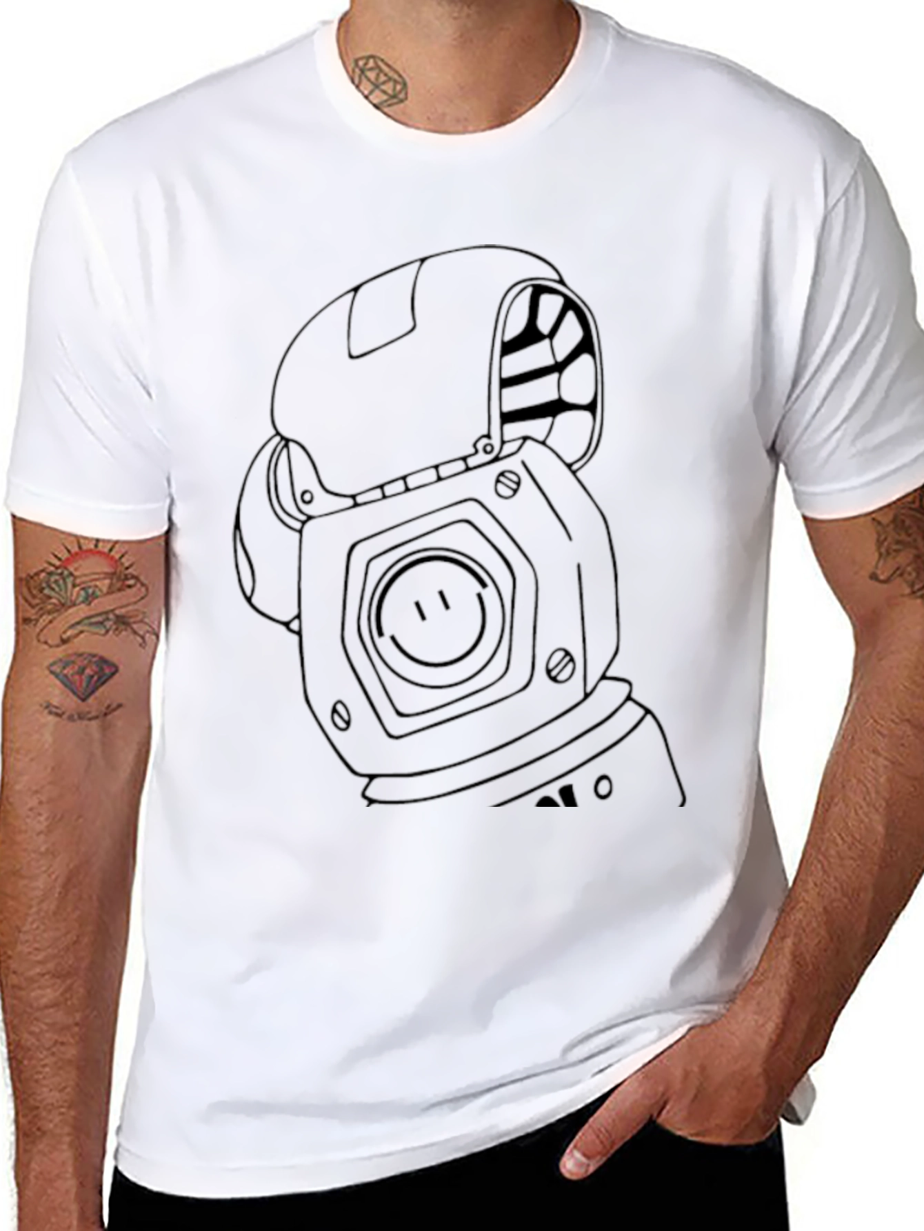 Graphic Robot T-Shirt - Black Cotton Blend