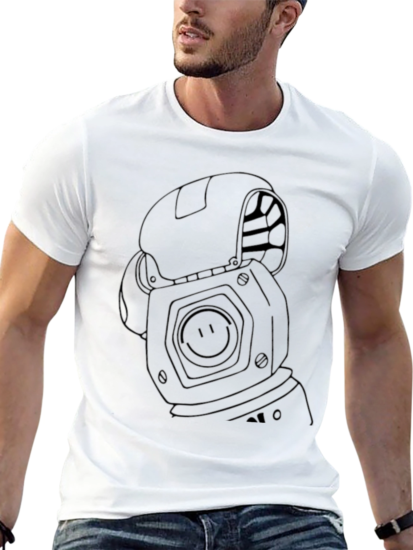 Graphic Robot T-Shirt - Black Cotton Blend