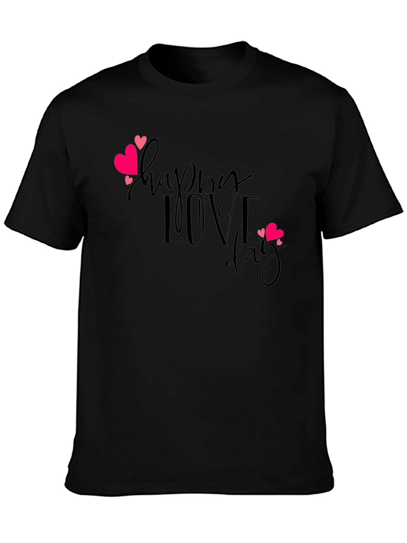 Happy Love Day Graphic Tee - Black