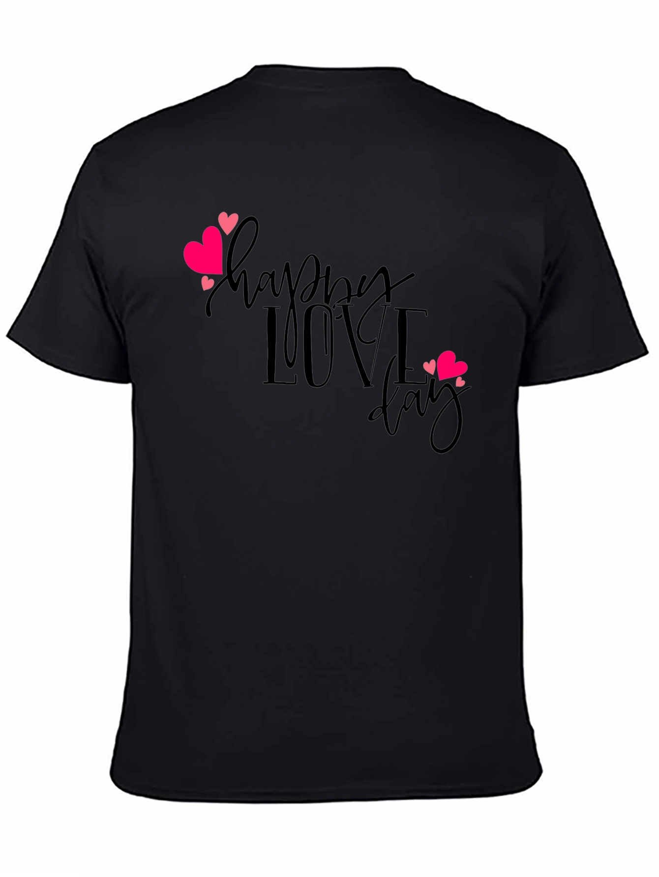 Happy Love Day Graphic Tee - Black