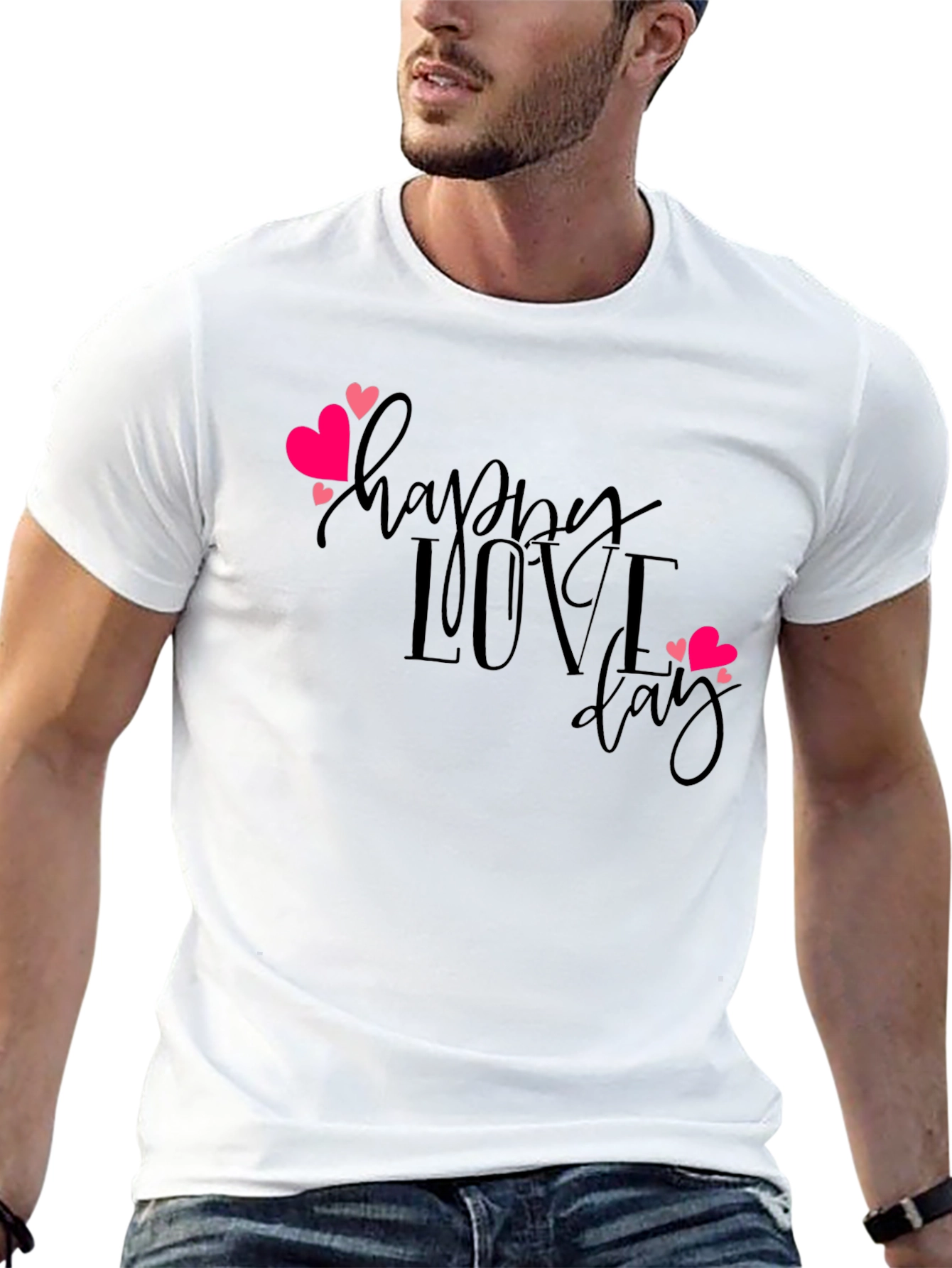 Happy Love Day Graphic Tee - Black