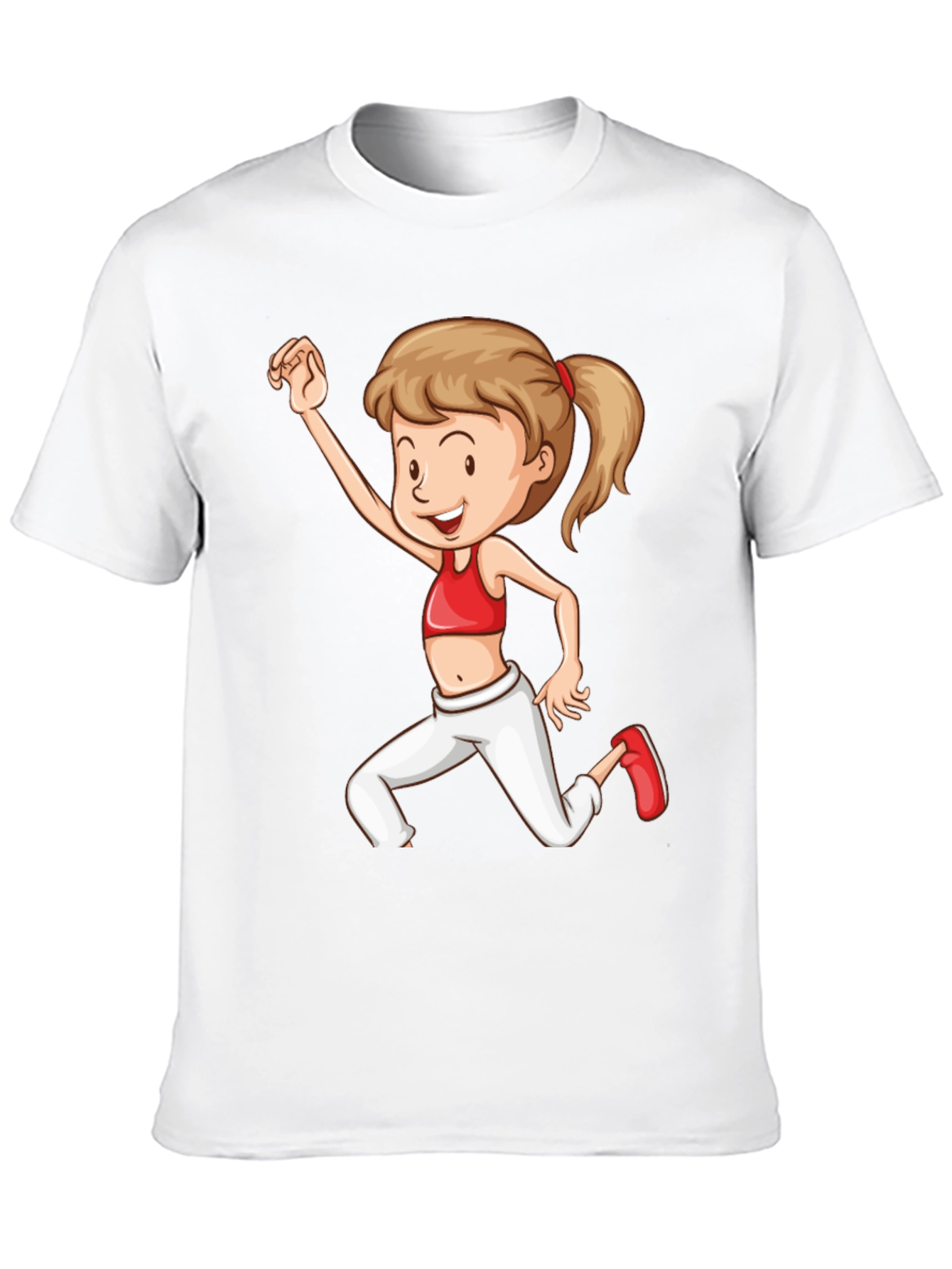 Girl Cartoon Print Black T-Shirt