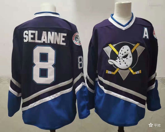 Men's Anaheim Ducks Selanne Mitchell #8 Navy Breakaway Player Jerseys