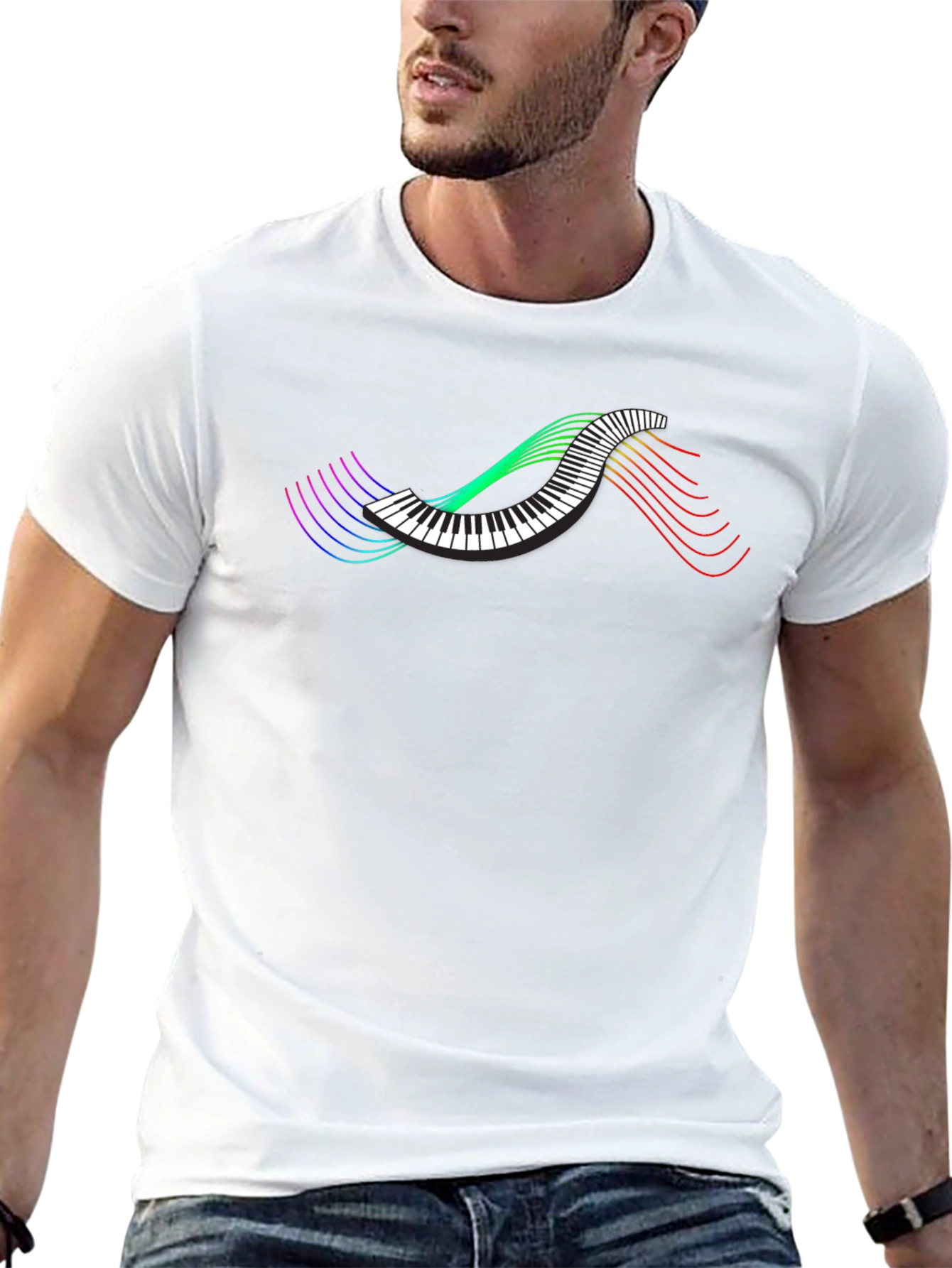 Musical Wave Graphic T-Shirt - Black
