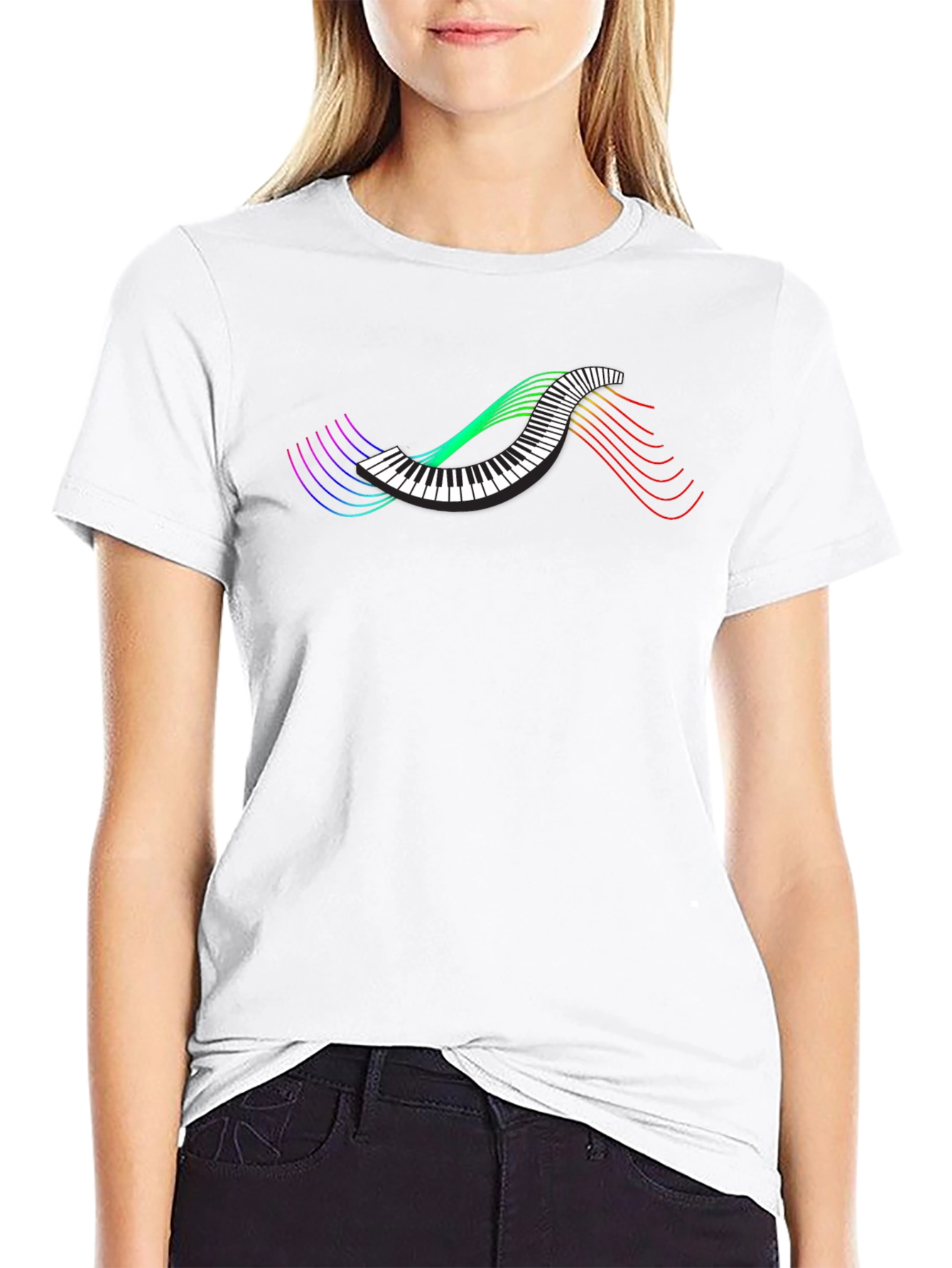 Musical Wave Graphic T-Shirt - Black