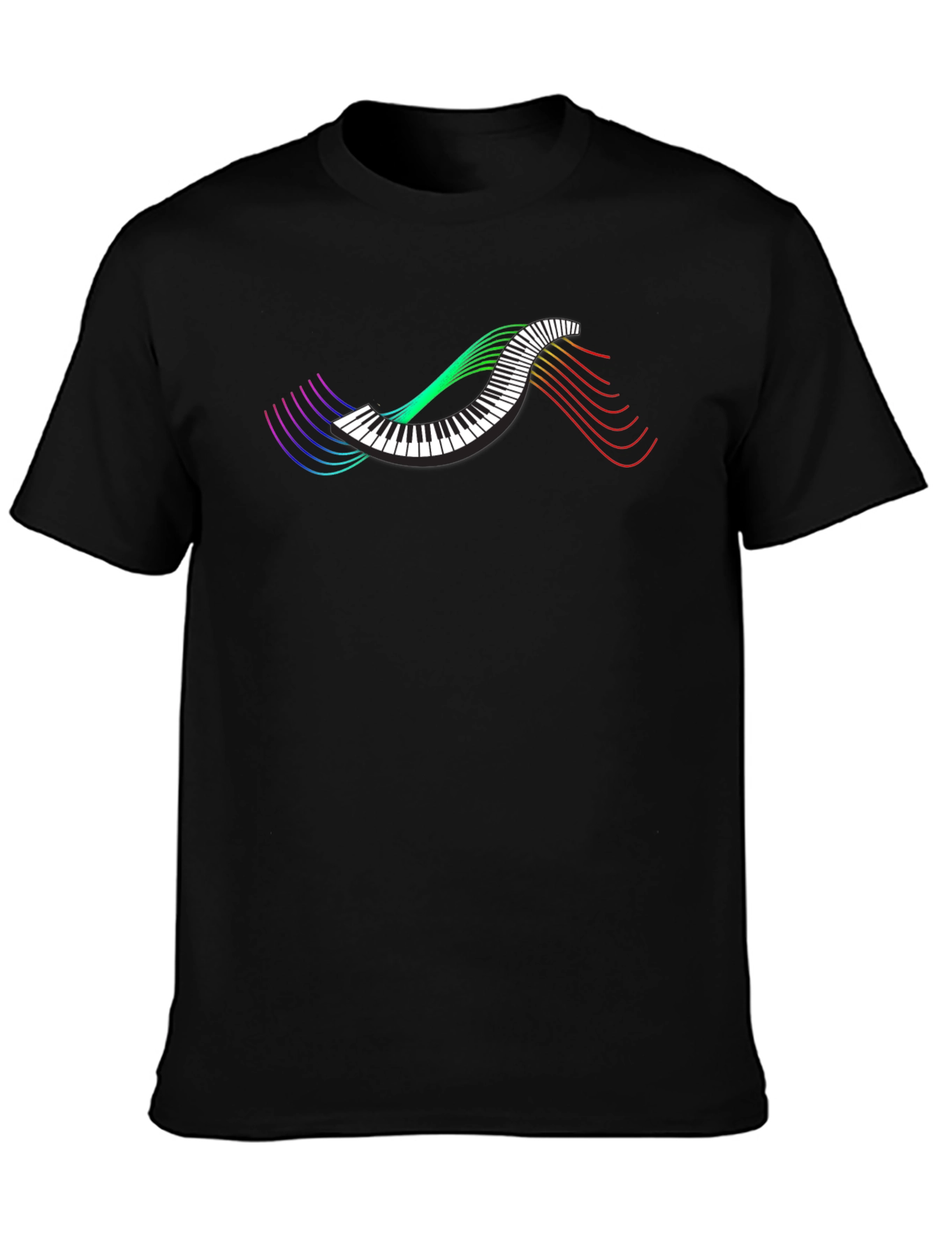 Musical Wave Graphic T-Shirt - Black