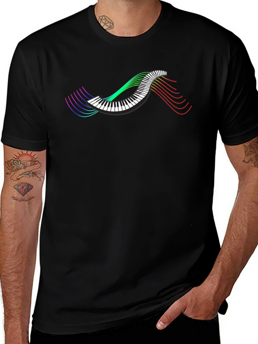 Musical Wave Graphic T-Shirt - Black