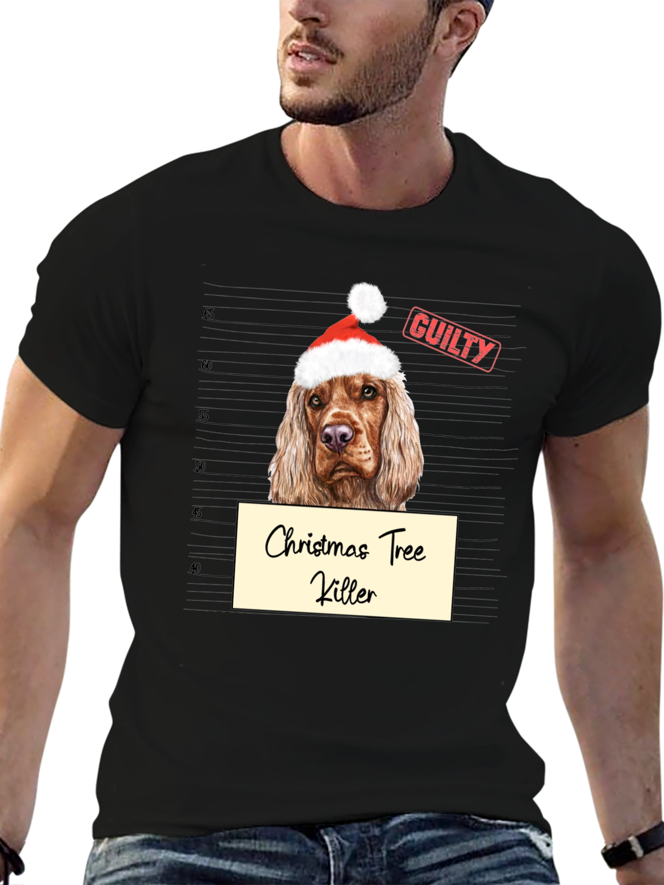 Christmas Tree Killer Dog Mugshot T-Shirt