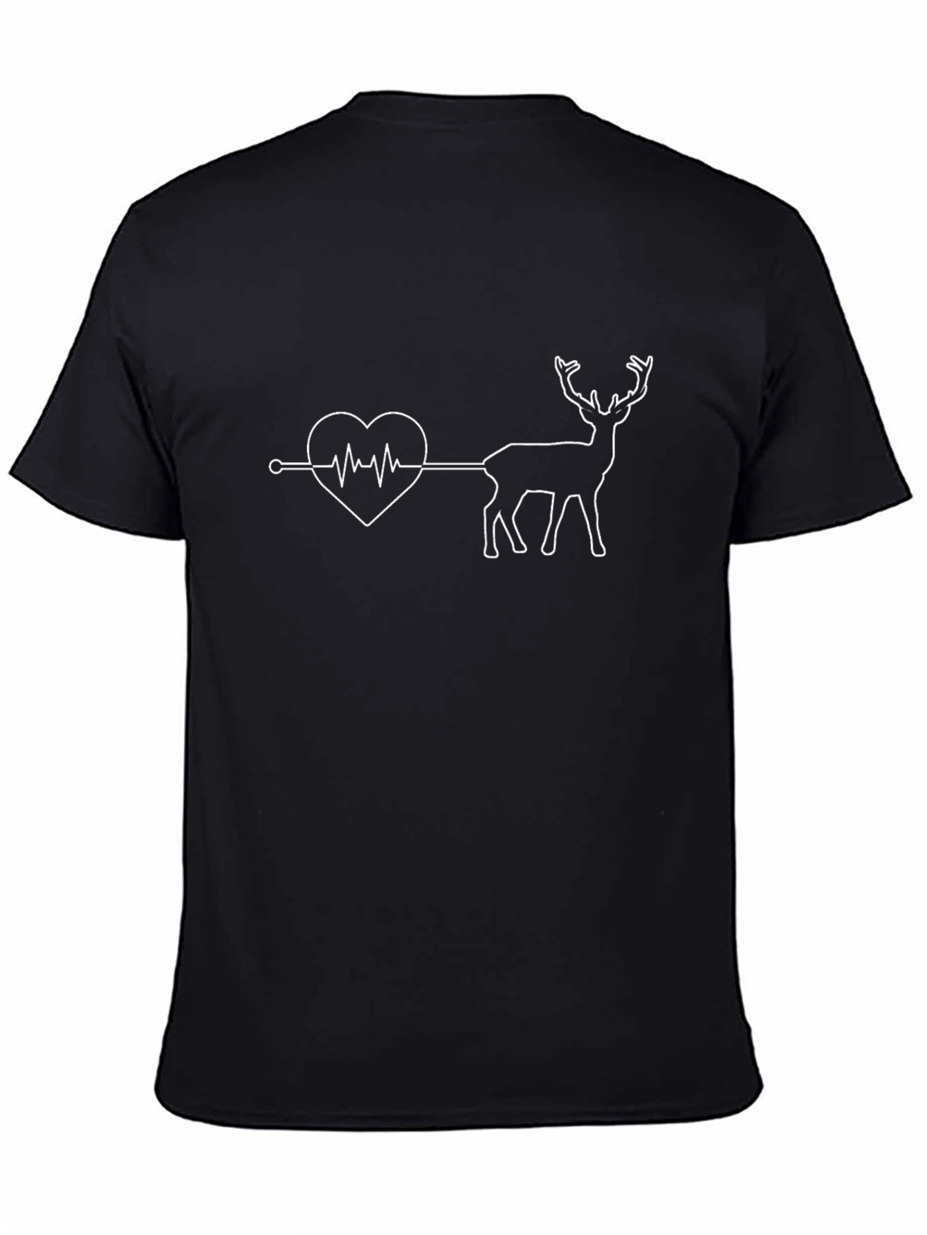 Heartbeat Deer Graphic T-Shirt - Black