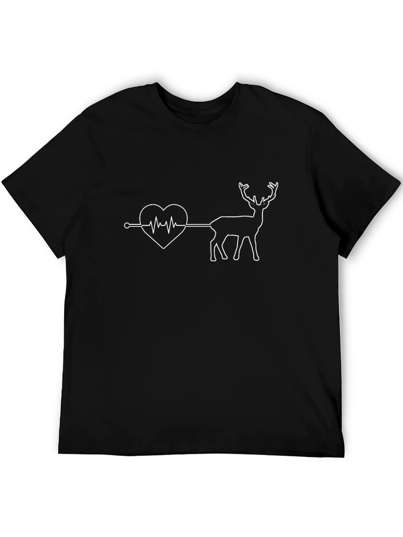 Heartbeat Deer Graphic T-Shirt - Black