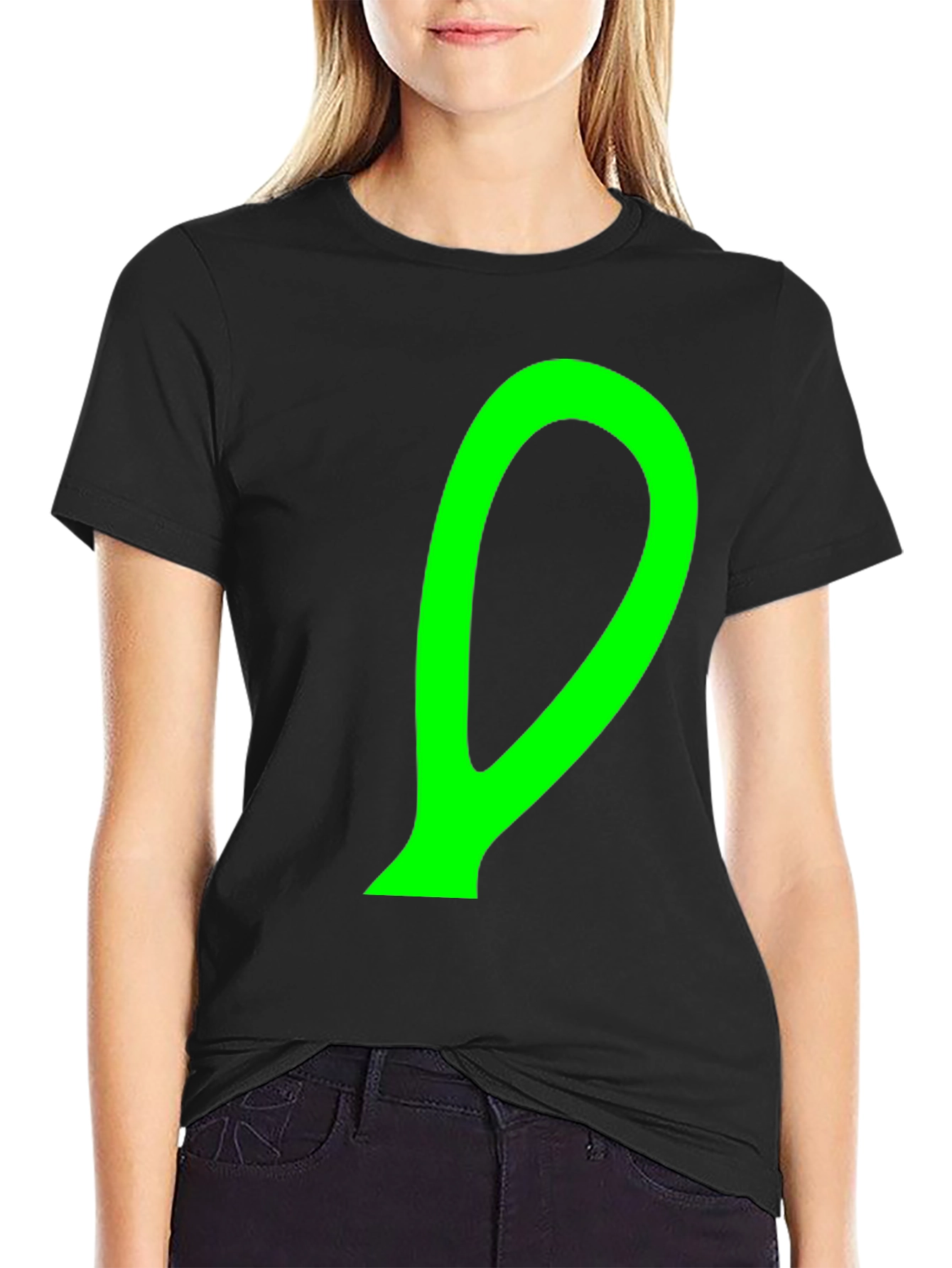 Abstract Green Shape Black T-Shirt