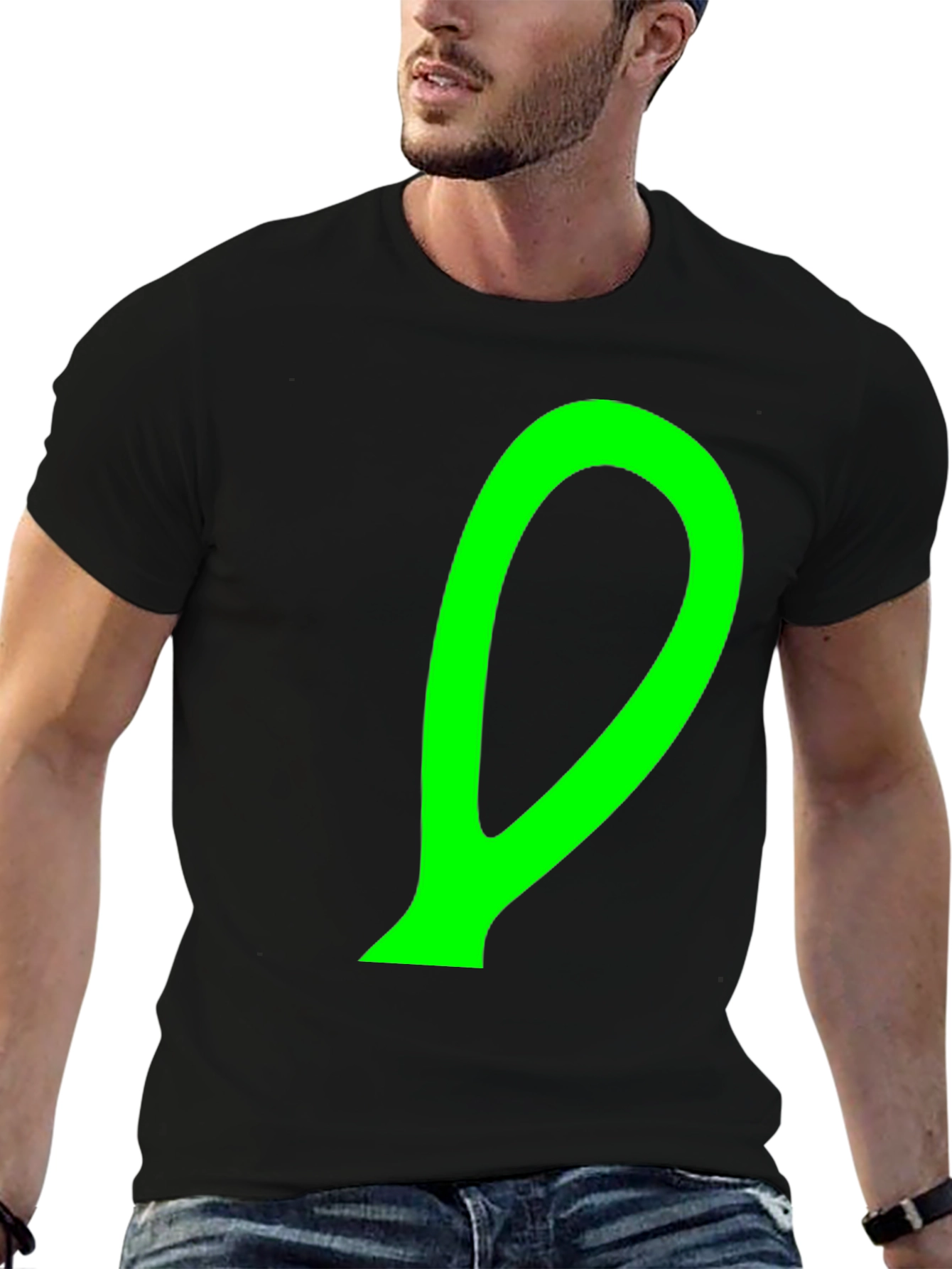 Abstract Green Shape Black T-Shirt