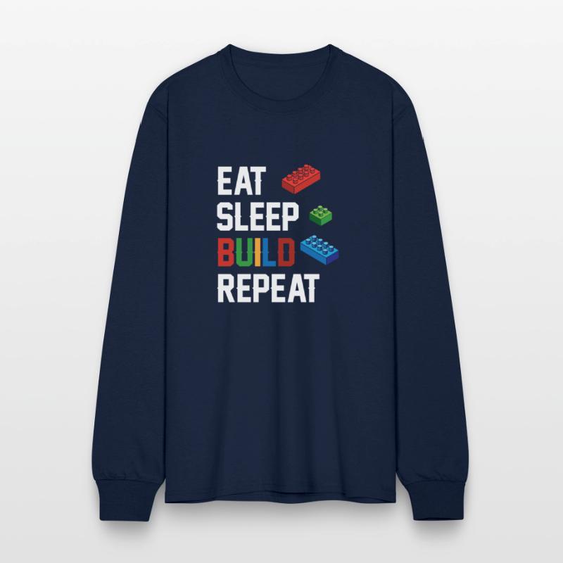 Funny Eat Sleep Build Repeat Building Blocks Men