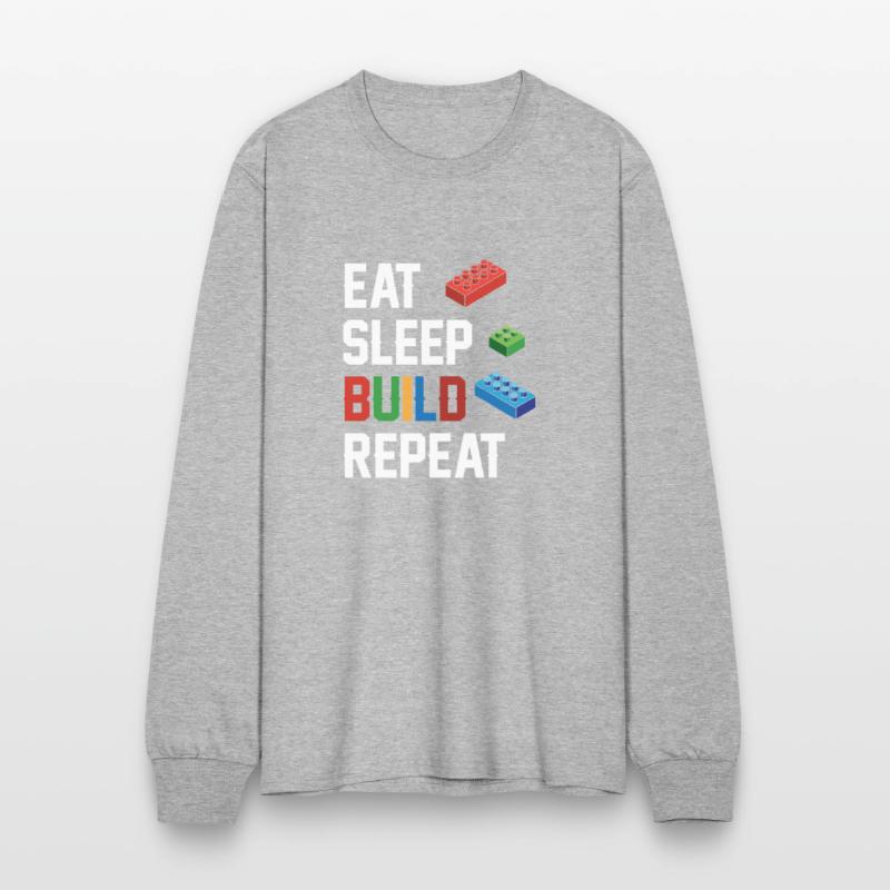 Funny Eat Sleep Build Repeat Building Blocks Men