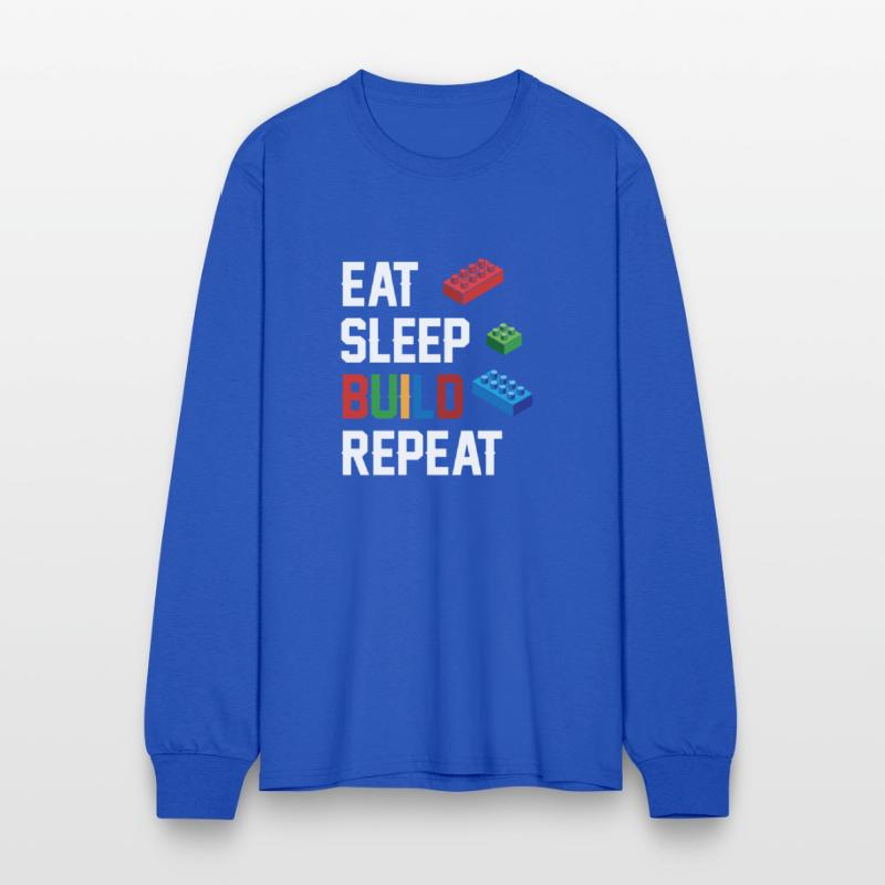 Funny Eat Sleep Build Repeat Building Blocks Men
