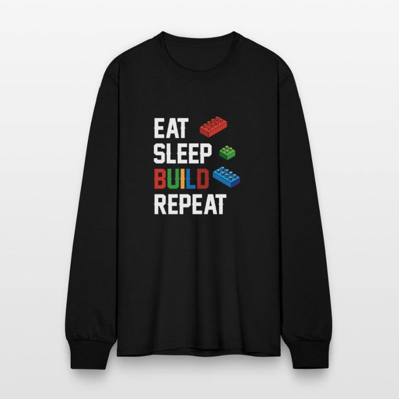 Funny Eat Sleep Build Repeat Building Blocks Men
