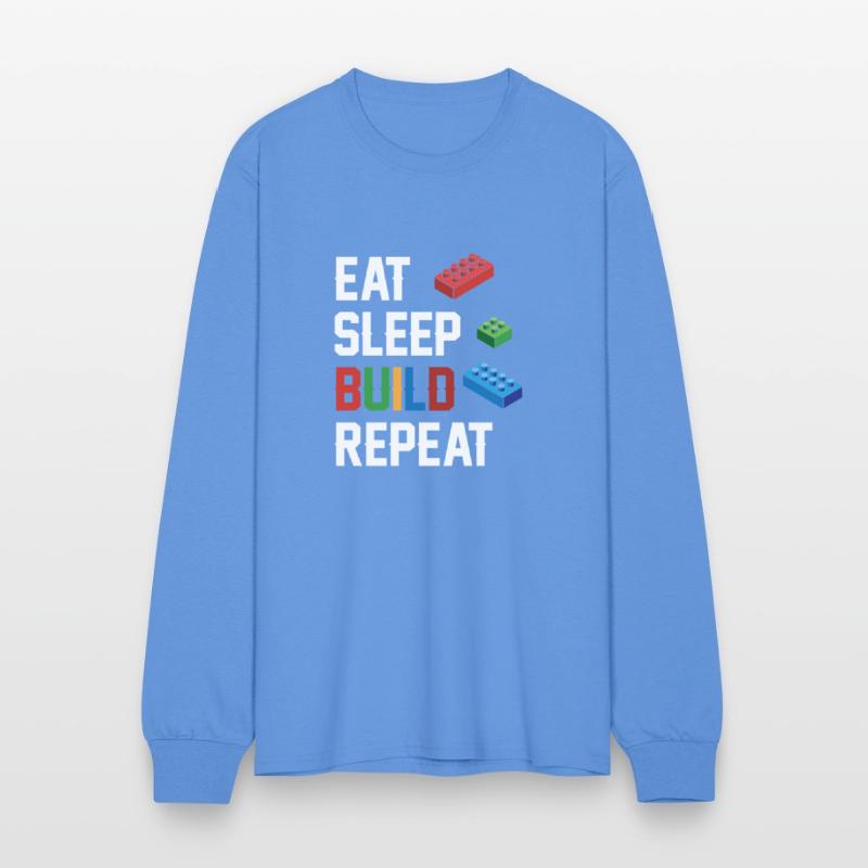 Funny Eat Sleep Build Repeat Building Blocks Men
