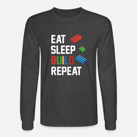 Funny Eat Sleep Build Repeat Building Blocks Men
