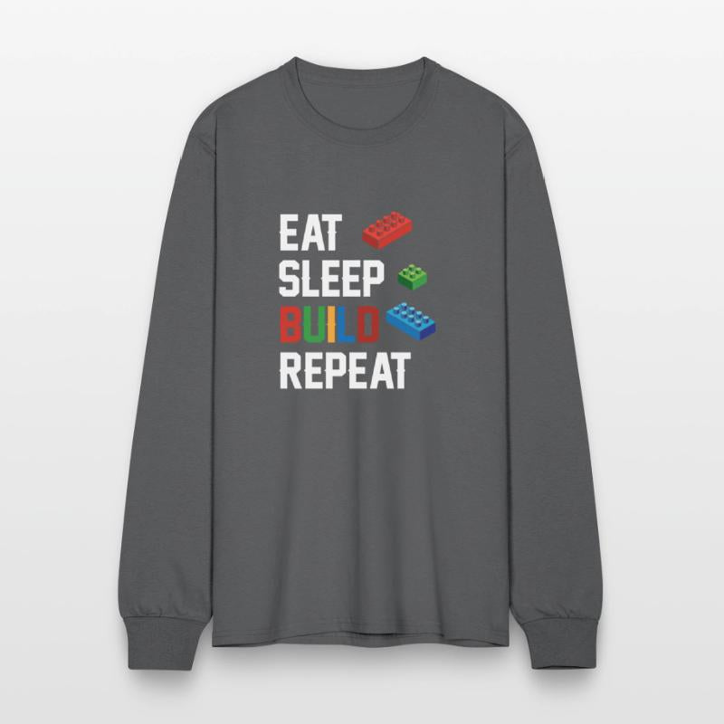Funny Eat Sleep Build Repeat Building Blocks Men