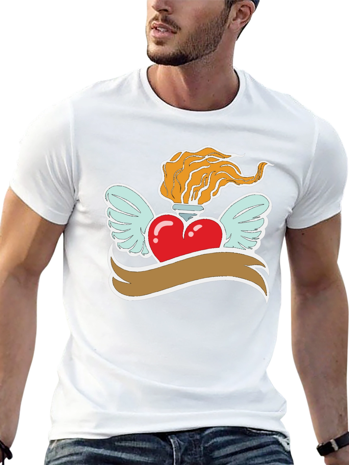 Winged Heart Flame Graphic T-Shirt