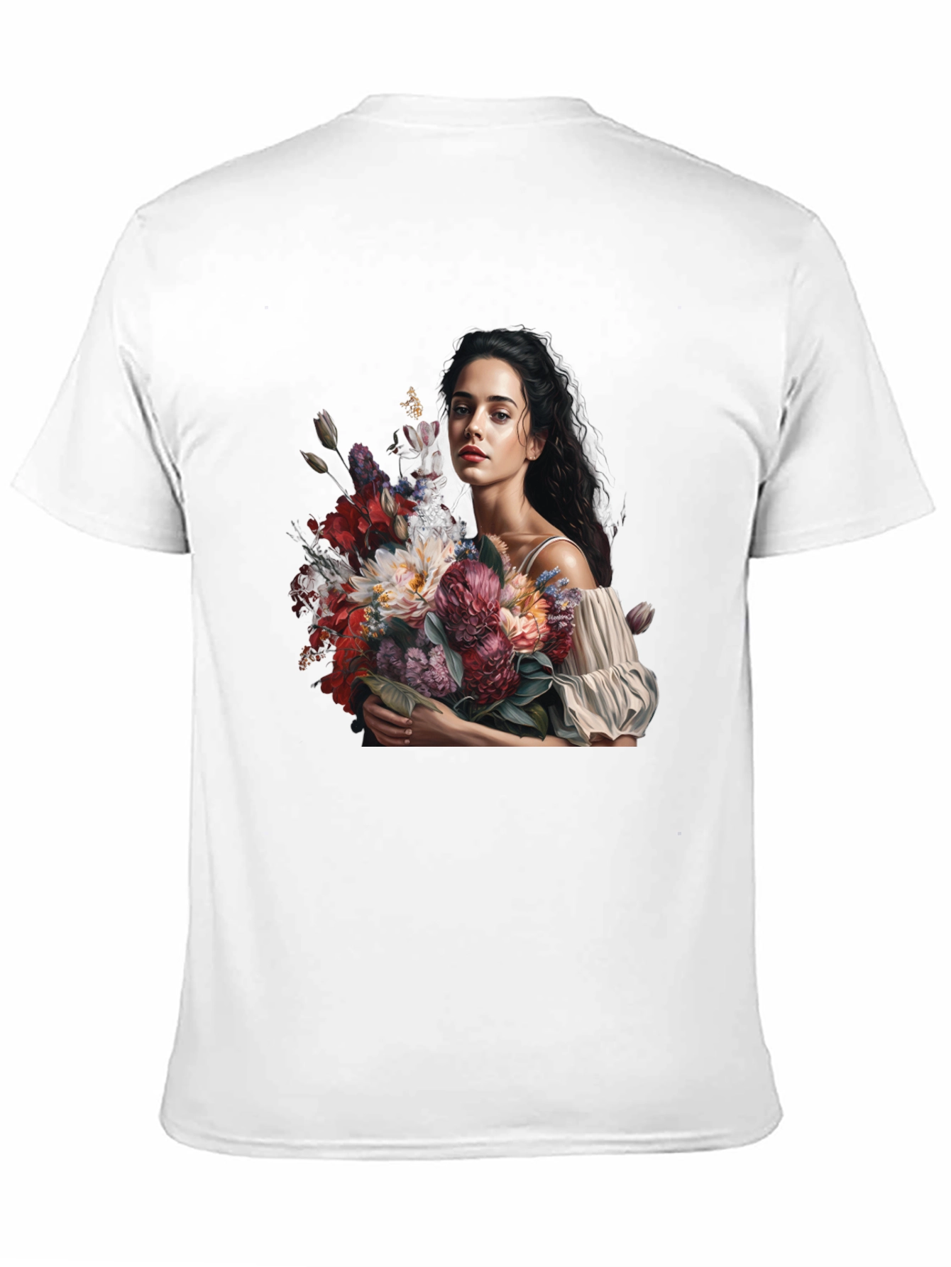 Floral Portrait Black T-Shirt