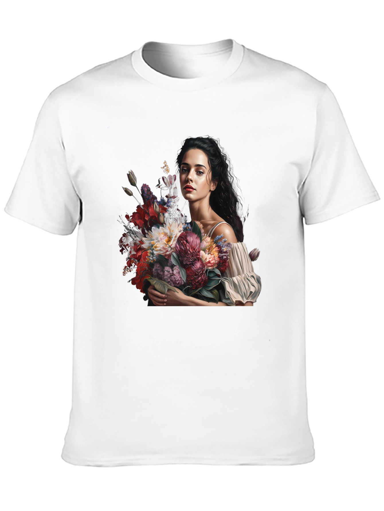 Floral Portrait Black T-Shirt