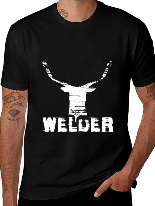 Welder Deer Graphic Black T-Shirt